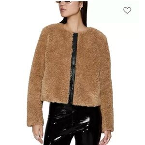 Marc New York Women's Tan Faux Fur Jacket Size Large NWT